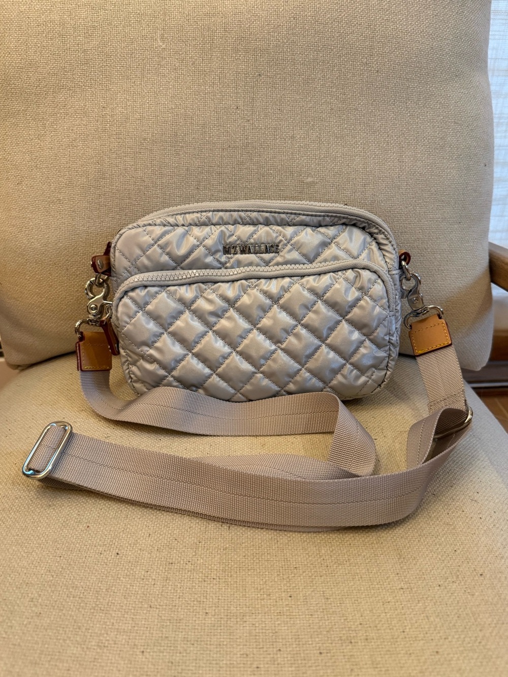 MZ Wallace Oyster Metallic Small Metro Camera Crossbody Bag